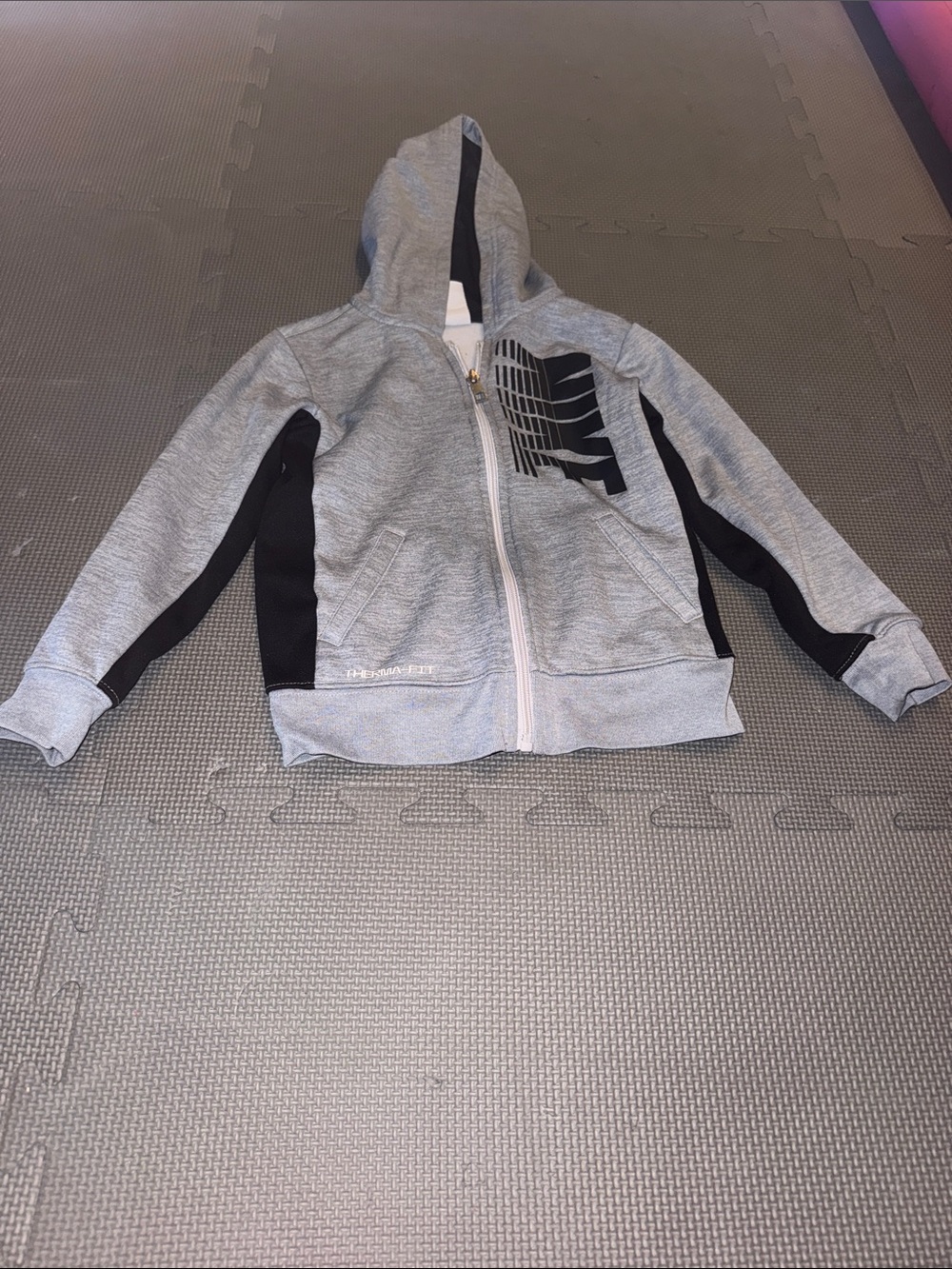 Nike Gray and Black Kids Zip-Up Hoodie
